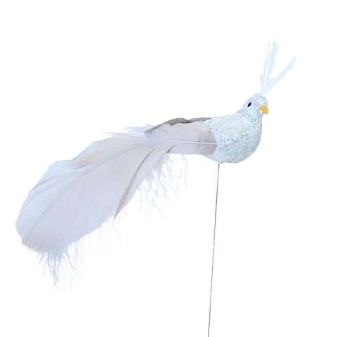 Billede af Fugl med lang hale - Sølvfarvet- L 12 cm