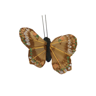Sommerfugl fjer - Lys brun - 6 cm