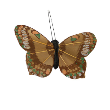 Sommerfugl fjer - Lys brun - 8 cm
