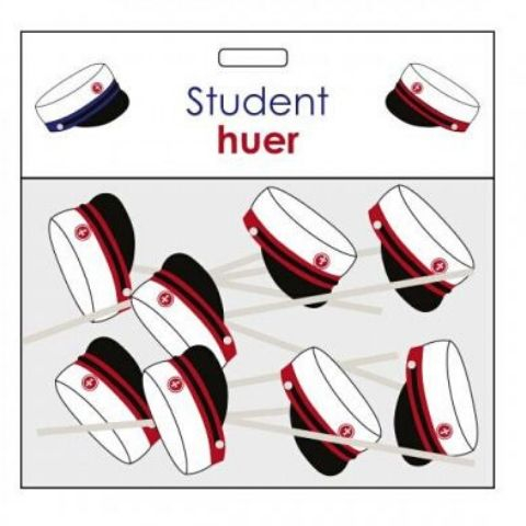 4: RESTSALG - Studenterhue på tandstikker - 8 stk - Røde