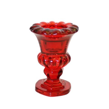 Lysestage glas rød - H 11 cm