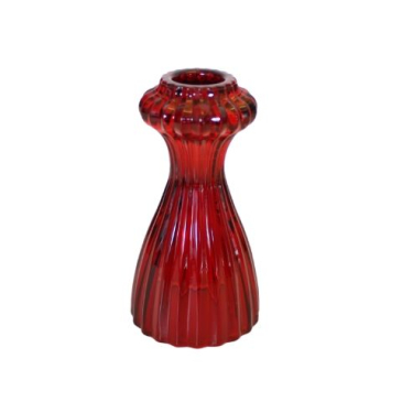 Lysestage og vase i én- Rød - H 12 cm