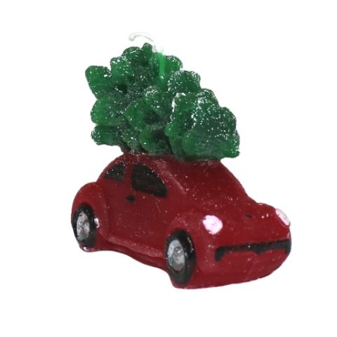 Billede af Figurlys - Rød bil med juletræ på tag