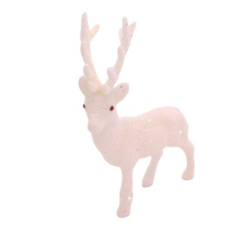 Julerensdyr med glitter - Hvid- H 15 cm