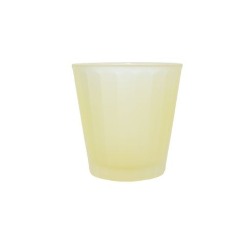 Fyrfadsglas gul striber- H 7,5 x Ø 7 cm
