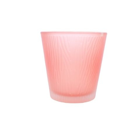 Fyrfadsglas mørk rosa bark - H 7,5 x Ø 7 cm