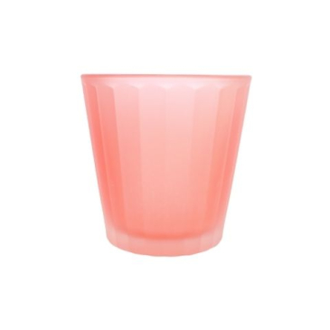Fyrfadsglas mørk rosa striber - H 7,5 x Ø 7 cm