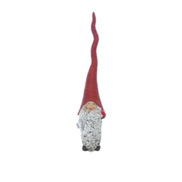 Nisse med høj hat 1- H 21 cm - Rød og grå