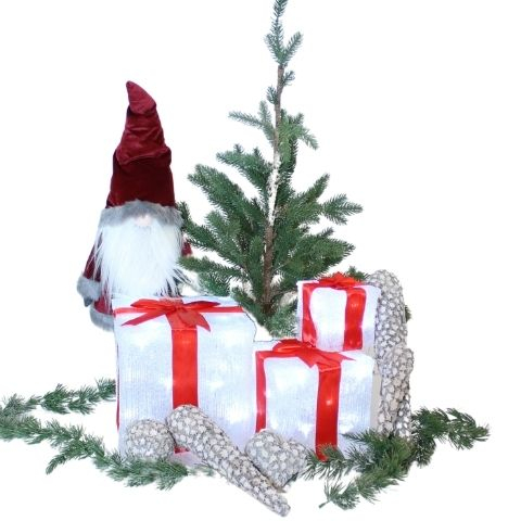 Nisse der i velour - H 62 cm - Rød og grå Jul hos