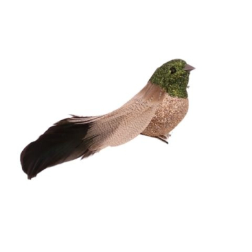 Fugl med klips - L 14 cm lang x H 5 cm - Guld