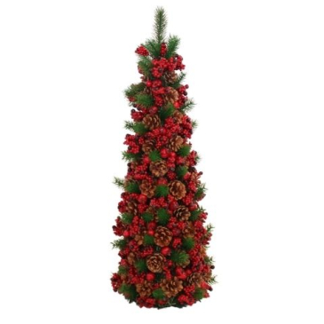 Juletræ med kogler og bær -H 67 cm
