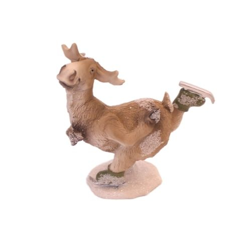 #2 - Jule Elg på skøjter ligger - Keramik figur - H 9 cm