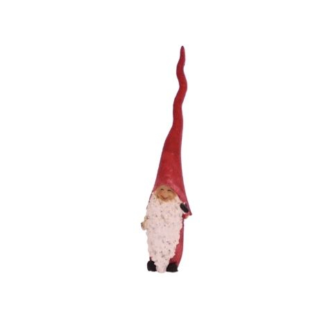 Nisse med lang nissehue - H 21 cm - Rød m stjerne