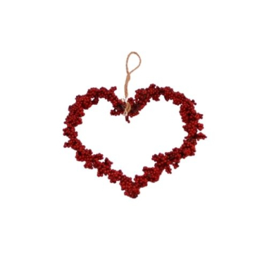 Hjerte krans bær - Ø 12 cm - Rød