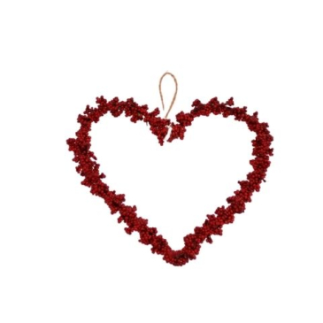 Hjerte krans bær - Ø 15 cm - Rød