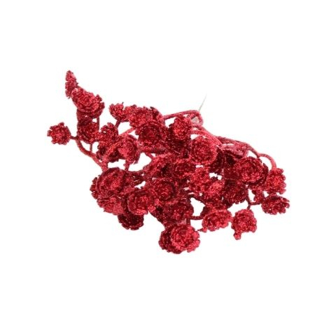Dekoration blomst glitter - Rød - L 24 cm