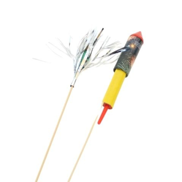 Nytårspynt på pind- Raket - 2 stk - L 50 cm