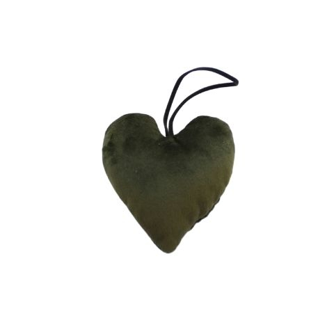 Hjerte i velour – Ø 9 cm – Grøn
