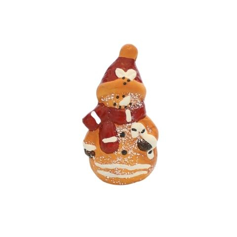 Julepynt kagefigur - Ler - H 10 cm - Snemand
