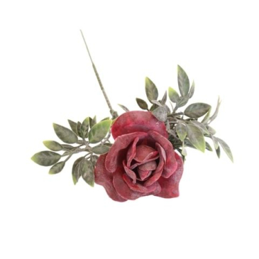 Rose plastik- Støvet rød - L 12 cm