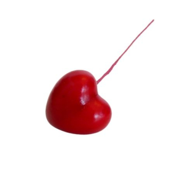 Hjerte på tråd - Rødt - Ø 6,5 cm