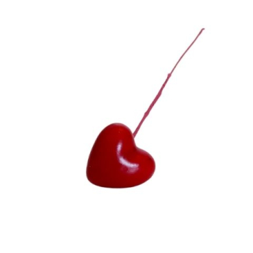 Hjerte på tråd - Rødt - Ø 5 cm
