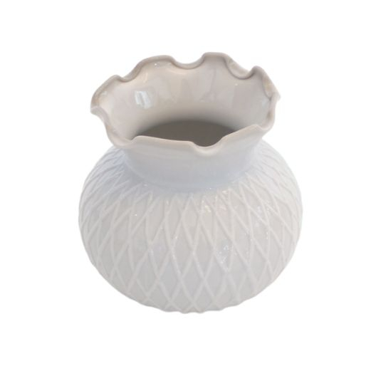 Keramikvase - H 9,5 cm x Ø 11 cm - Grå mønster