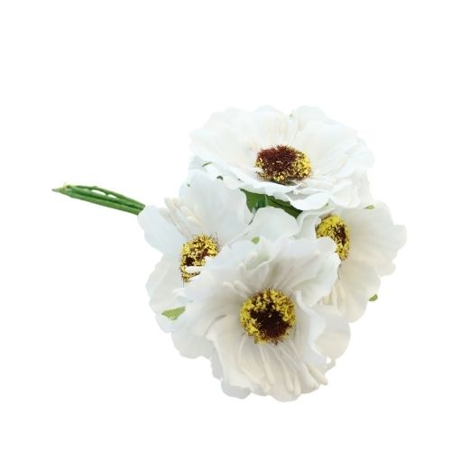 Billede af Blomster Buket Ø 4,5 x L 6 cm - 6 blomster - Hvid