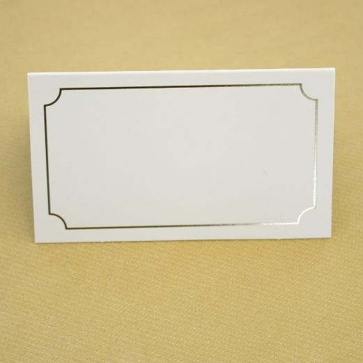 Bordkort - Hvid med tynd guldkant - B 9,5 x L 11cm - 10 stk