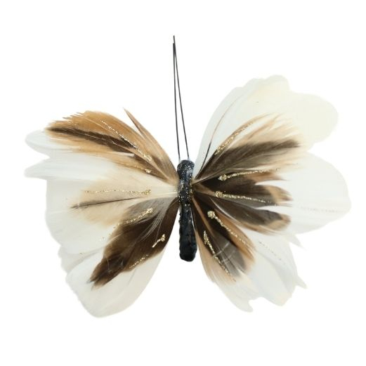 Sommerfugl på klemme - Ø 10 cm - Hvid