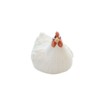 Påskehøne keramik V - Hvid - H 5 cm