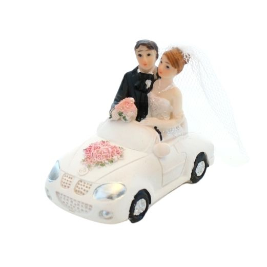 Bordpynt bryllup - Brudepar i bil