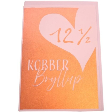 Tillykke kort Kobberbryllup - Hjerte- H 16 x B 11 cm