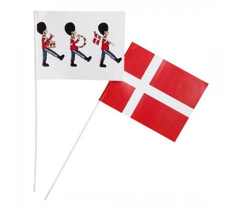 Vifte flag Dannebrog og Garder - 6 stk - H 40 cm