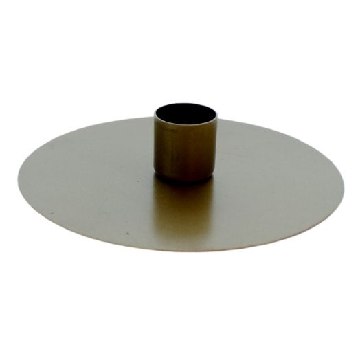 Lysestage metal flad - Messingfarve - Ø 12,5 cm x H 2,5 cm