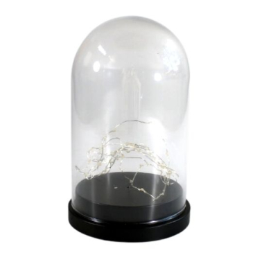 LED Lanterne - Glas - Sort - 27,5 cm