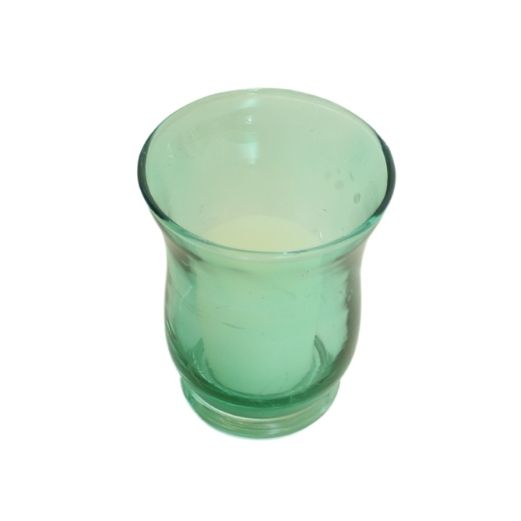 Billede af Lysestage i glas med lys - H 8 cm - Sart grøn