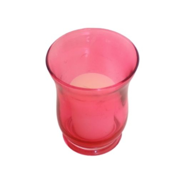Lysestage i glas med lys - H 8 cm - Pink