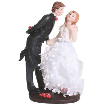 Kagefigur Bryllup - med buket på ryggen - 18 cm