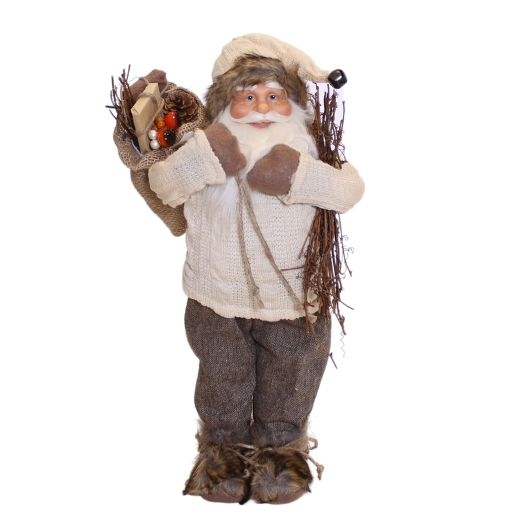 Julemand stående - 50 cm- Creme og brun