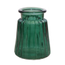 Glasvase med striber - Grøn - H 12 cm