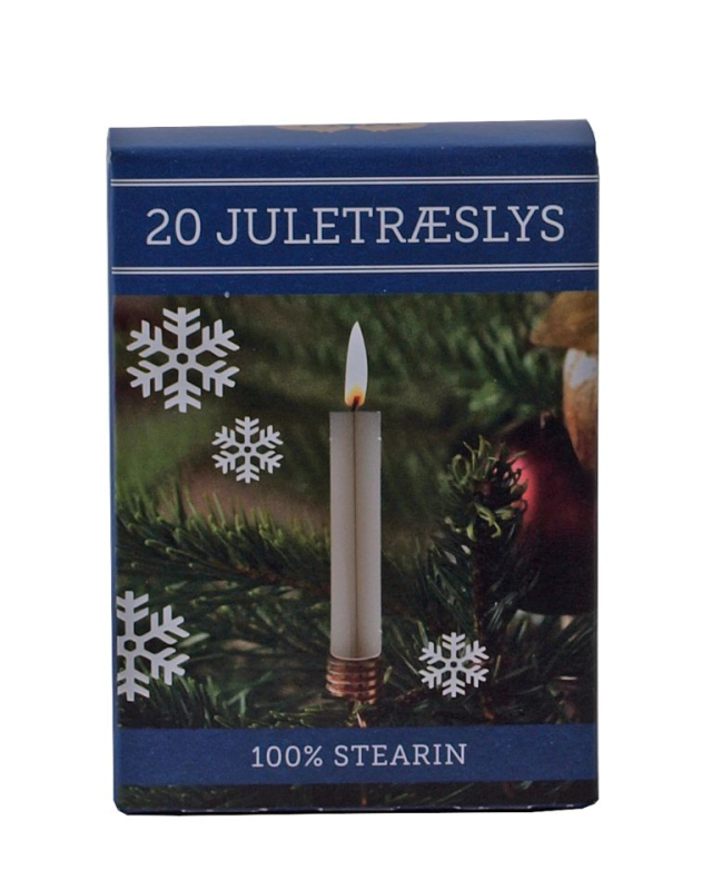 7: Juletræslys stearin - 20 stk - Hvid