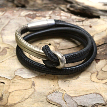 Læderarmbånd, Knot black and copper