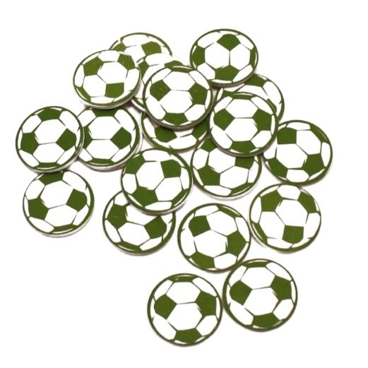 Fodbold flad - Hvid og Grøn - Ø 3 cm - 20 stk