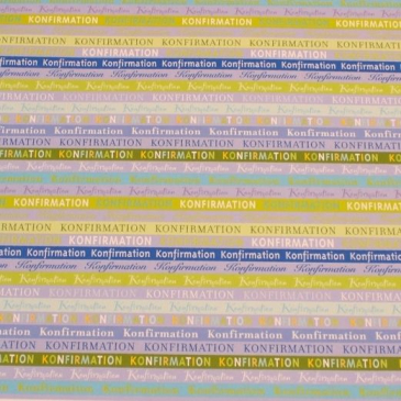 Karton 30 x 30 cm - Konfirmation tekst blå-grøn