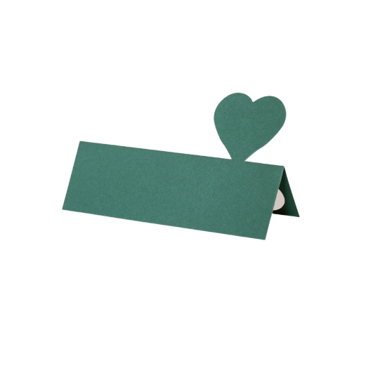 Bordkort med hjerte i mørkegrøn.