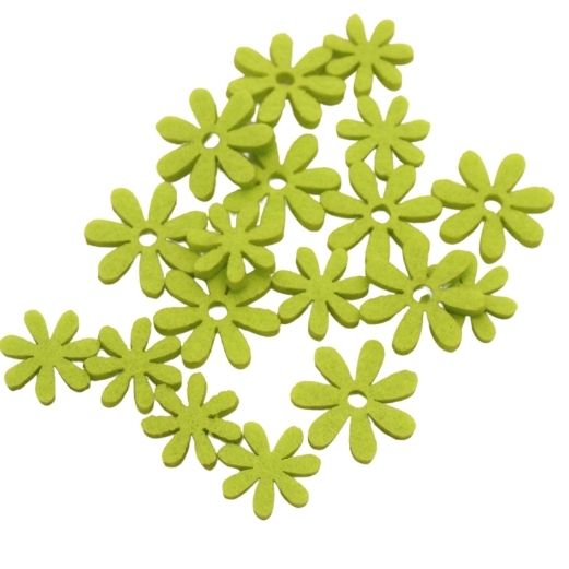 Filtblomster Daisy - Lime grøn- 18 stk. - Ø ca. 2 cm