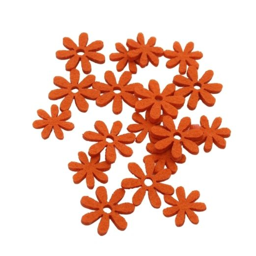RESTSALG - Filtblomster Daisy - Brændt orange - 18 stk. - Ø ca. 2 cm