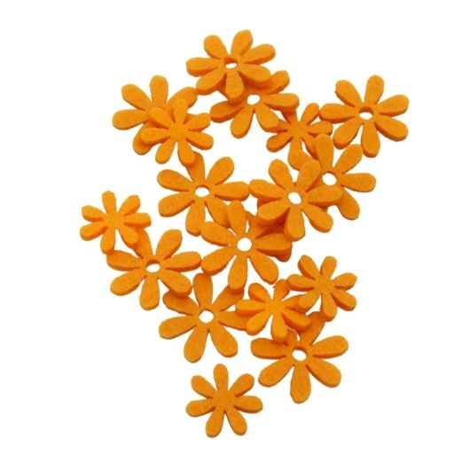 Filtblomster Daisy - Orange- 18 stk. - Ø ca. 2 cm