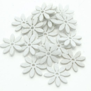 Blomster filt Daisy - Ø 3,5 cm - 18 stk. - Hvid